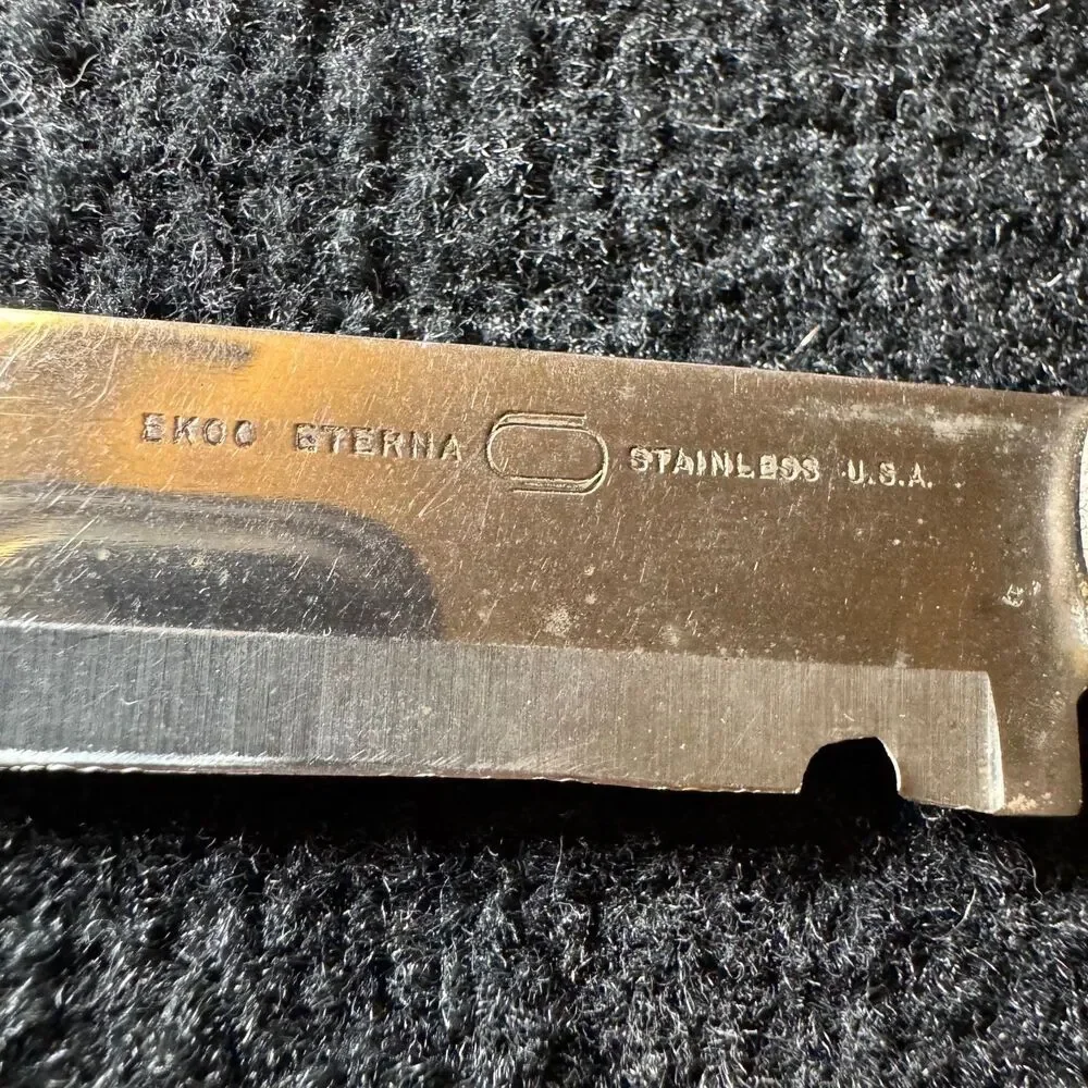 Vintage Ekco Eternal Stainless Steel Utility Knife Wood Handle Brass Rivets USA